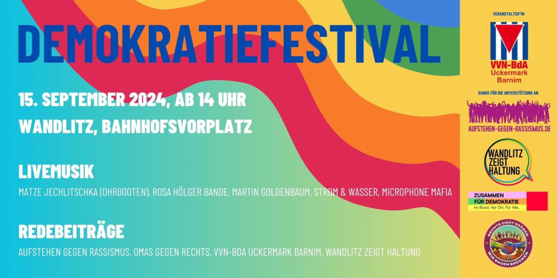 Demokratiefestival in Wandlitz am 15. September